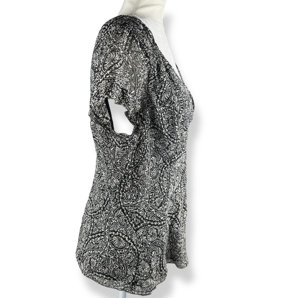 Womens 100% Silk Babydoll Top Size 10 Romantic Peasant Paisley Feminine Blouse - Picture 2 of 12